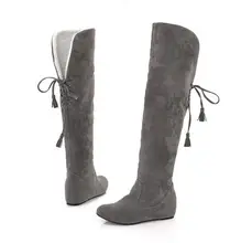 Long Boots Autumn Winter Women Knee Boots Warm thick wool heighten inside over the knee boots snow boots flat Botas Mujer 34-43