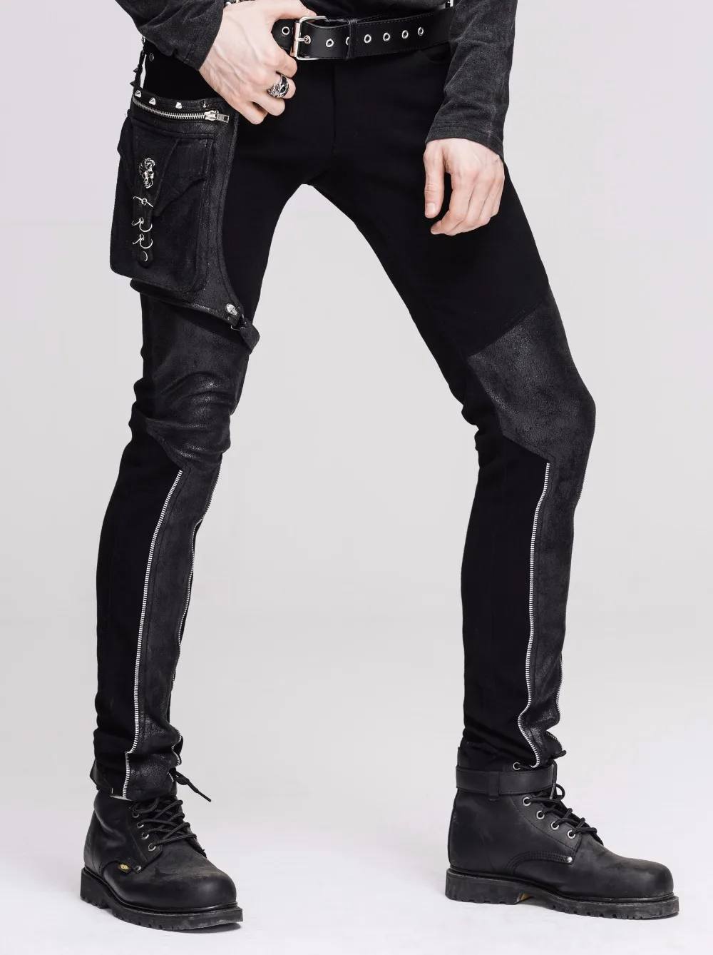 Lars Amadeus Men's Hip Hop Faux Leather Slim Fit Pants Black 28