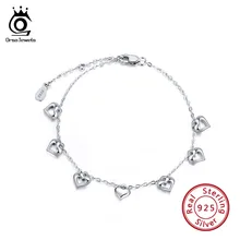 ORSA JEWELS Настоящее 925 пробы серебряные женские браслеты в форме сердца полированные девушки любят Свадебные серебряные украшения подарки SB37