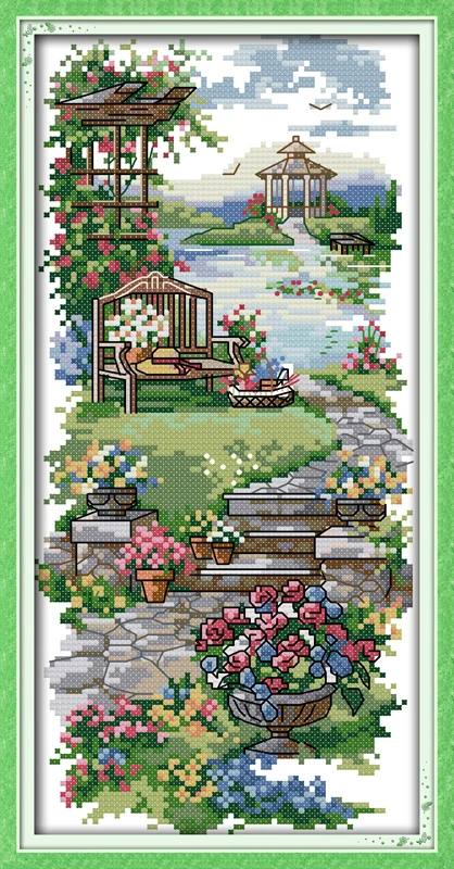 A tranquil path cross stitch kit flowers 14ct 11ct count print canvas stitching embroidery DIY handmade needlework plus | Дом и сад