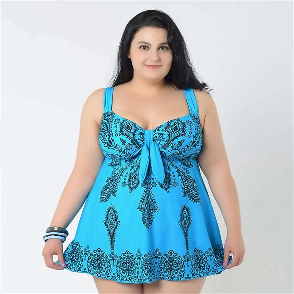 4XL 10XL плюс размер цельный купальник юбка 2018 пуш ап женское платье купальный