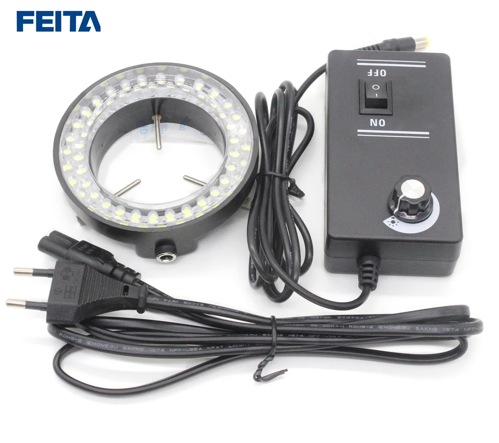 

FEITA 56 Pcs LED Ring Lamp with Adjustable Illuminator AC100-240V Eu Plug LED Round Light for Stereo Zoom Microscopes