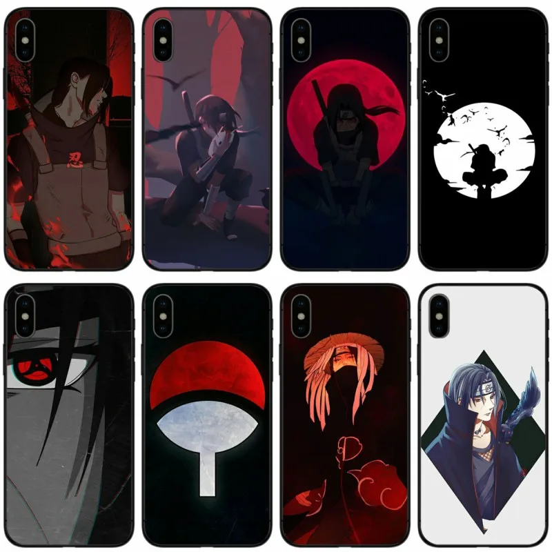 

Naruto Itachi Uchiha Japanese Pattern Cover Soft Silicone black TPU Phone Case For iPhone X XR XS MAX 5 5S SE 6 6S Plus 7 8 Plus