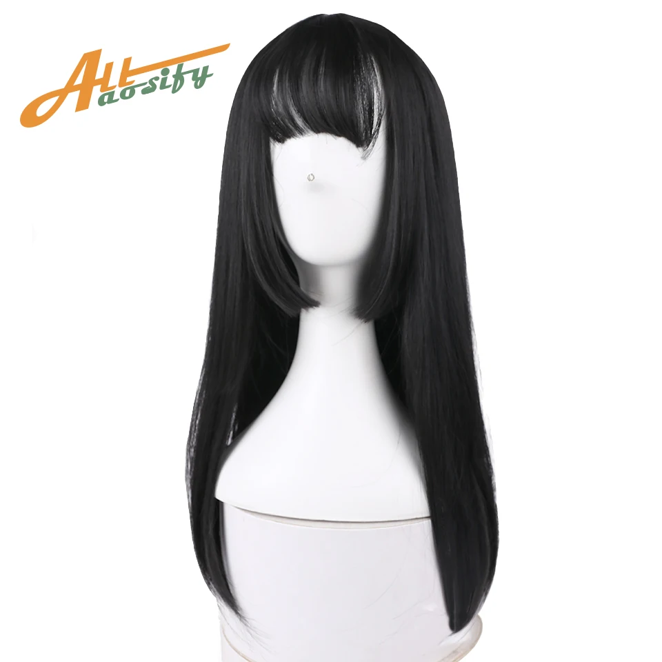 Allaosify 20 ''длинные волосы Hime cut парики для Для женщин синтетические термостойкие