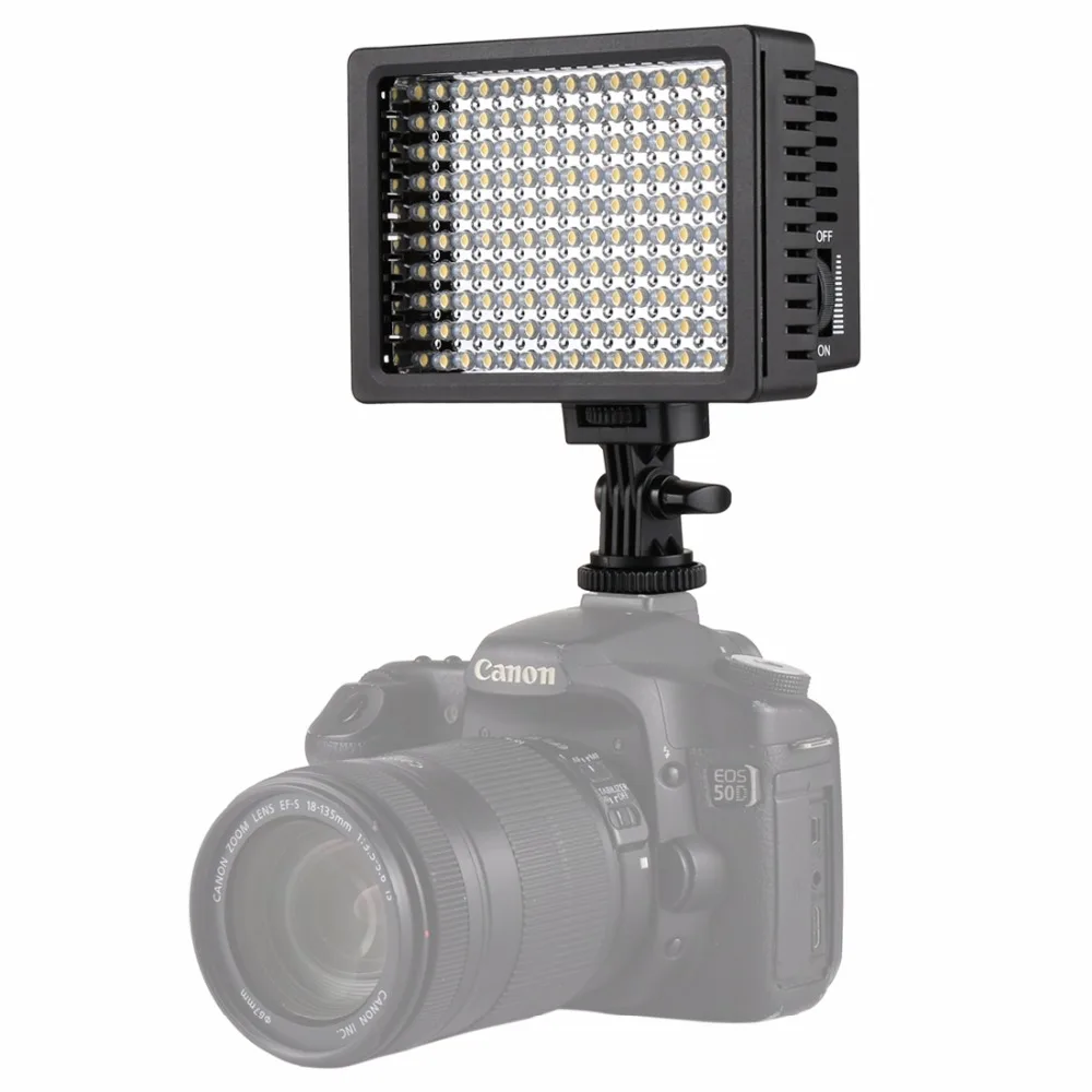 HD 160 White Light LED Video Light on Camera Photography Lighting Fill