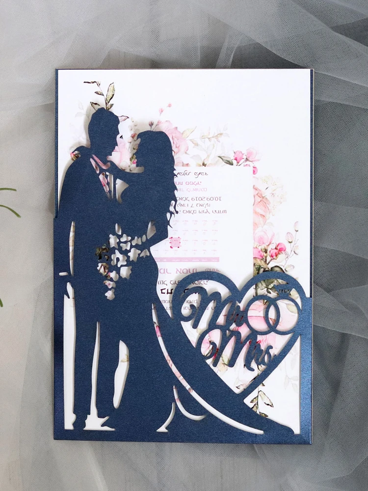  10pcs Wedding Invitations Lace Pattern Cards Laser Cut Paper Cards Announcement Greeting Postcards  - 4.00044E+12