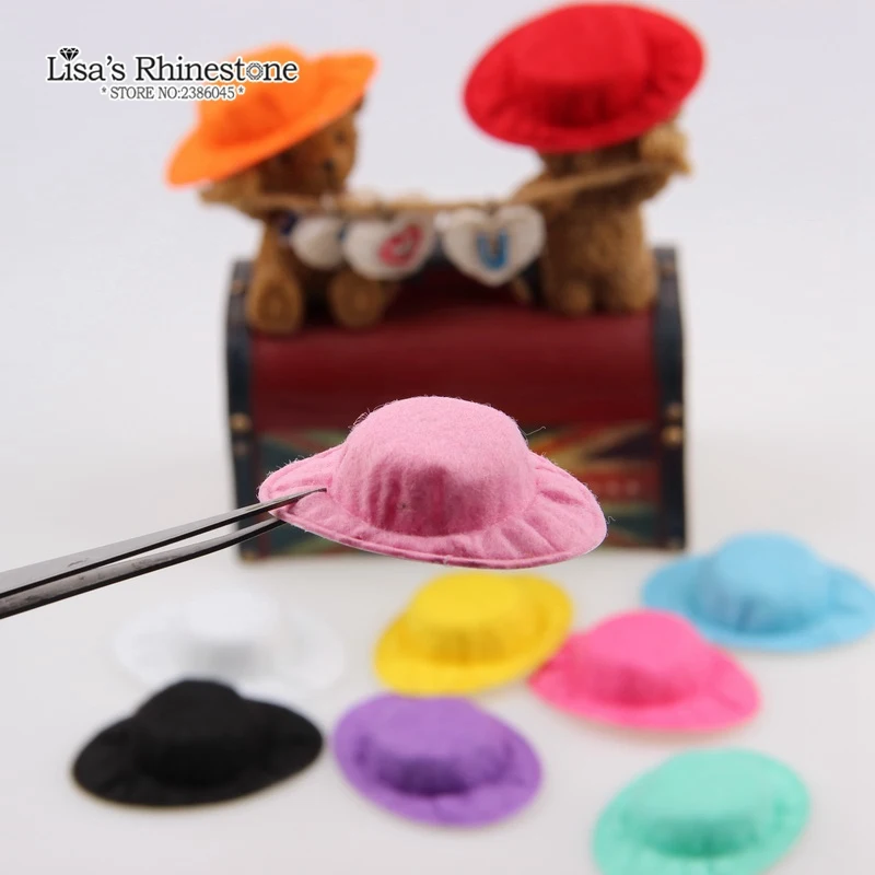 

20Pcs Cute Mini Plush Hat 35*50mm Felt Mini Top Hat Fascinator Base Women Party Hat DIY Handmade Accessories