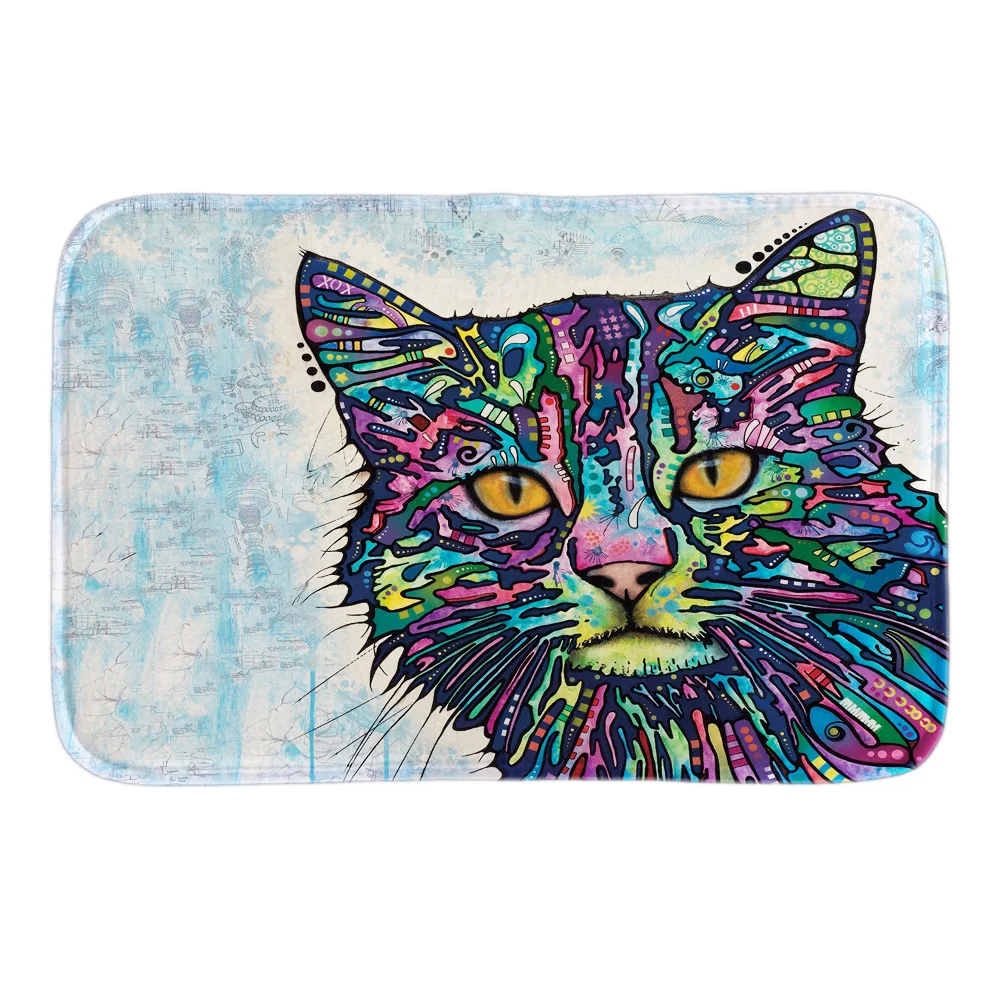 Indoormat принт с красочным котом мягкий легкий дверной коврик Короткие Плюшевые