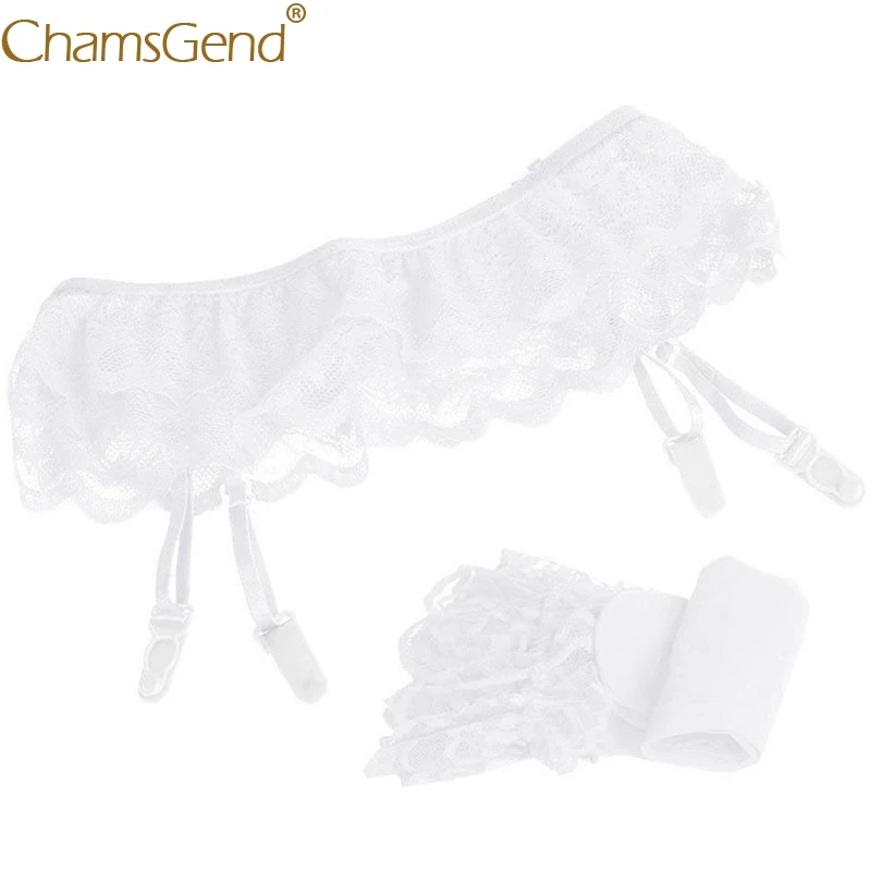 Chamsgend интимные женские сексуальные кружевные чулки с оборками стринги нижнее