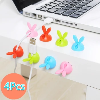 

4Pcs/Lot Candy Color Rabbit Shaped Winder Wrap Cord Cable Storage Wire Clip Organizer Desk Accessories Office Desk Set Supplies
