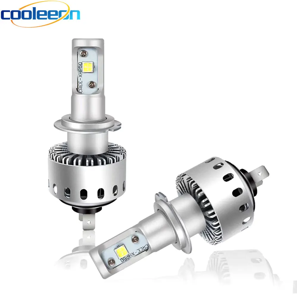 COOLEEON HL 7S H7 огни автомобиля светодиодный фары 12V 24V 80W 8000LM с CREE XHP50 чипы 6500K белый Цвет