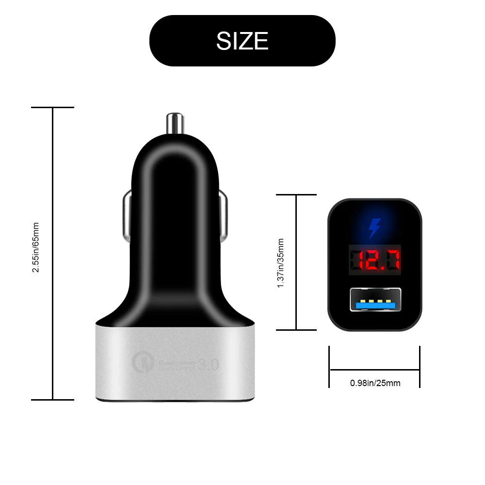 Lamyik Автомобильное Зарядное Устройство Для iPhone Samsung 2 Порт USB СВЕТОДИОДНЫЙ Экран
