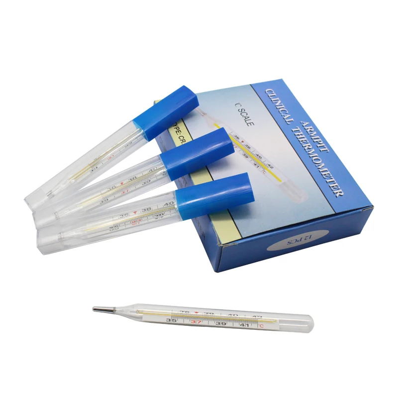 12pcs Large screen Mercury Glass Thermometer Medical Classic Mercury