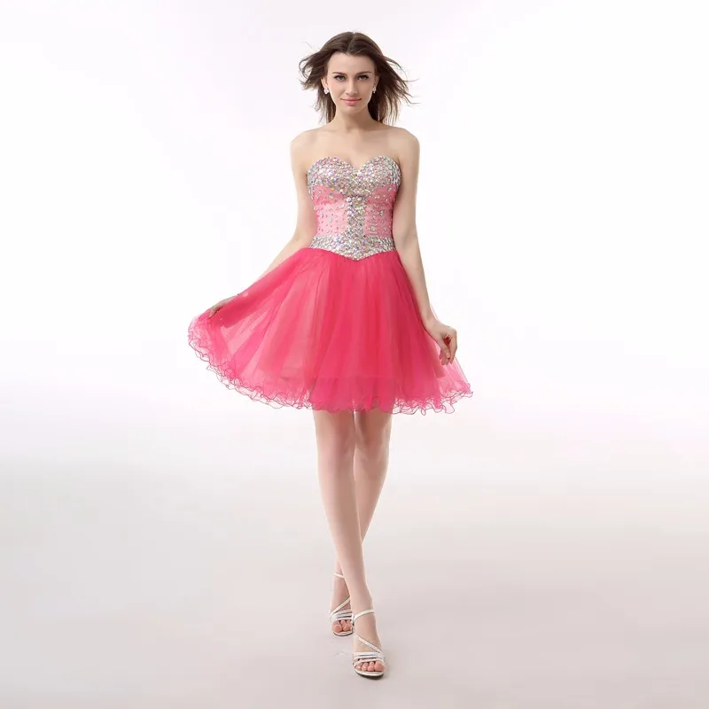 Wowbridal Coral Frisado Curto do Regresso A