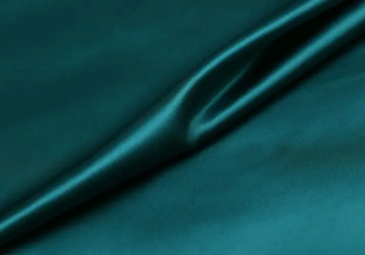 

Howmay 100% pure silk charmeuse satin fabric 30m/m 114cm peacock green 33# especially heavy weight for dress or cheongsam