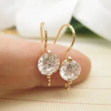 6 шт. 25x7 мм 25x6 мм 24K позолоченные латунные крючки для сережек с цирконием Высокое качество Diy Ювелирные изделия Аксессуары