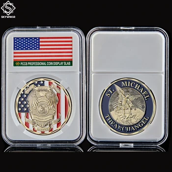 

The Archangel Saint Michael Medal US Challenge Our Fallen Officer Patron Saint Souvenir Coin W/ PCCB Coin Display