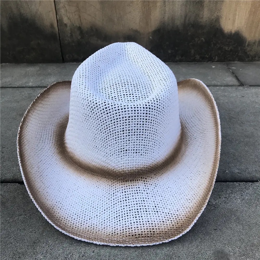 Cowgirl Hats Women Straw Hollow Western Cowboy Hat Elegant Lady Flower Beach Summer Sombrero Hombre Hat Fascinator Sunbonnet Cowgirl Sun