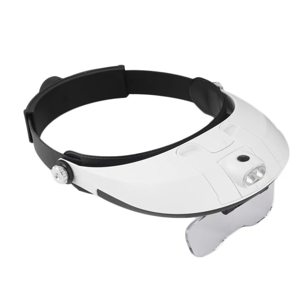 Горячая 2 светодиодный повязка очки с подсветкой Лупа Одиночная/Би-пластина 11 увеличений 5 линз