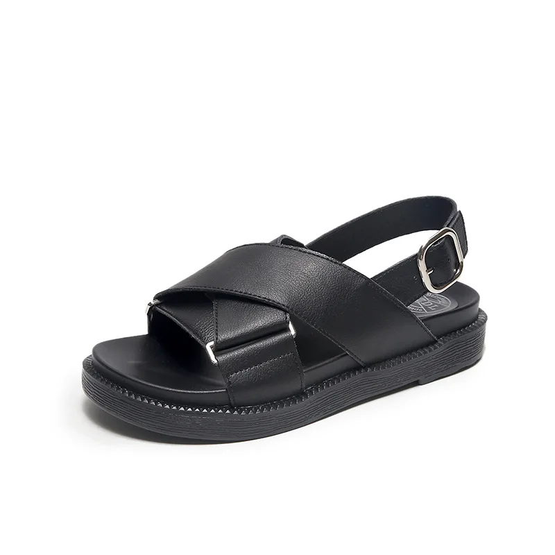 

2019 summer new style simple and simple solid color sandals women retro style comfortable wild casual sandals
