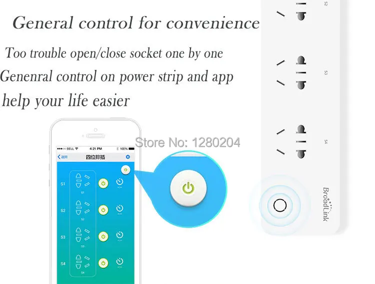 Broadlink MP1 WiFi розетка 4 розетки удлинитель с адаптером EU/US/UK/AU приложение пульт дистанционного управления для умного дома