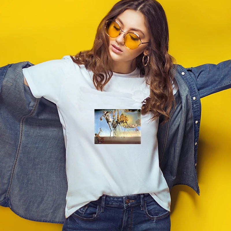 

Designer t shirt for women top brand 2019 summer Salvador Dali graphic t shirts haut femme New pattern Trendy clothes for women
