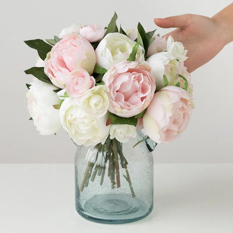 artificial flowers peony wedding flowers bridal bouquet  (17)