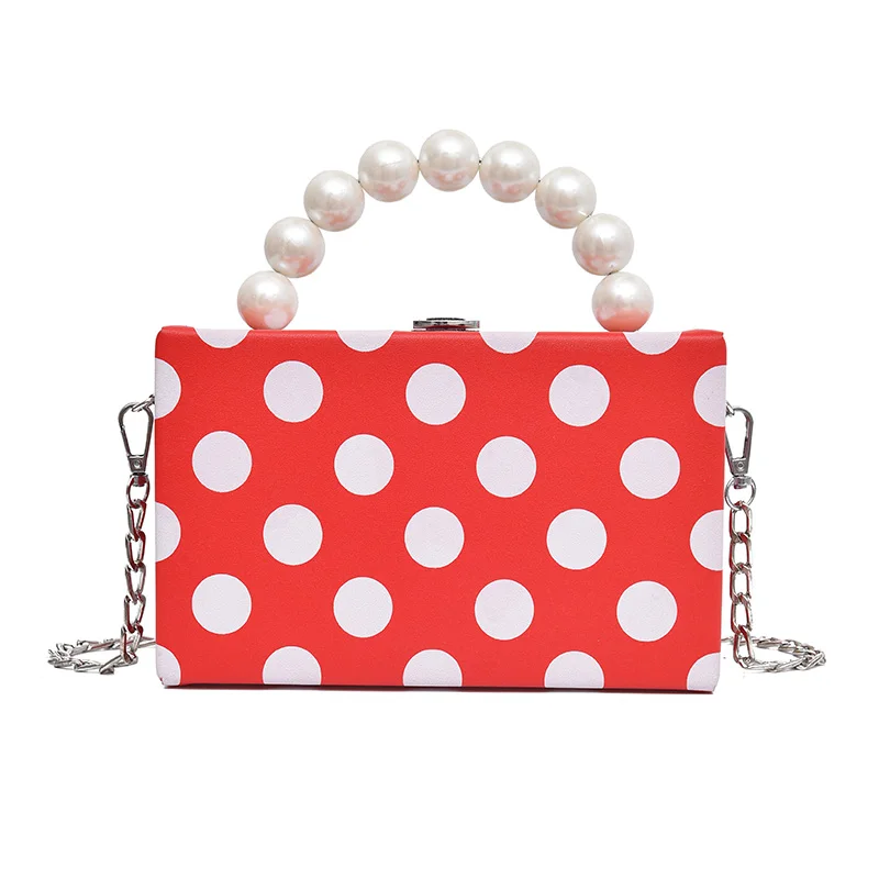 Fashion Women Handbags Cute Polka Dots Handbags With Pearl Handle bags