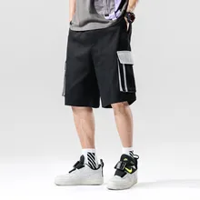 Мужские Разноцветные многоцветные накладные карманы мешковатые шорты мужские хип-хоп уличные повседневные короткие брюки летние мужские шорты брюки мужские