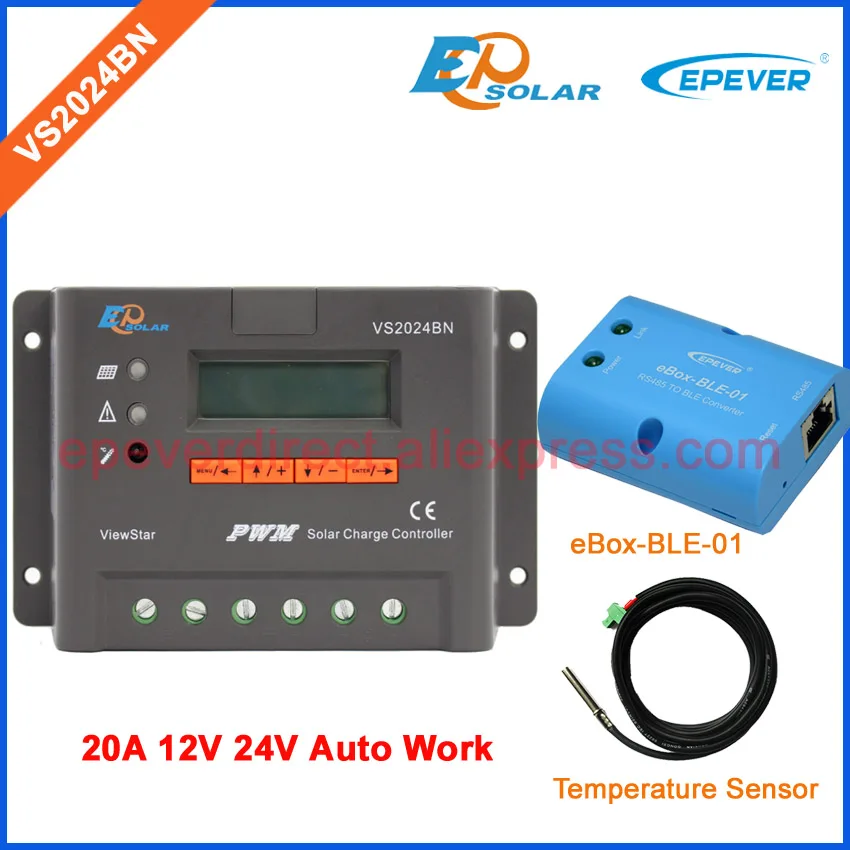 

VS2024BN 20A 24V Solar panels system charging battery controller PWM EPEVER regulator temperarture sensor 12V system