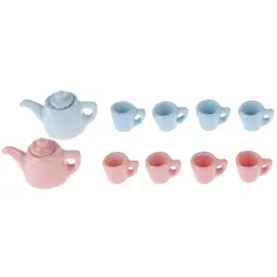 5 шт./компл. 1:12 миниатюрный современный фарфор набор чайных чашек Керамика Посуда Кухня кукольный домик чайник сплошной цвет