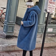 Зимние женские модные длинные толстые теплые пальто из искусственного меха с капюшоном и леопардовым принтом больших размеров w1688