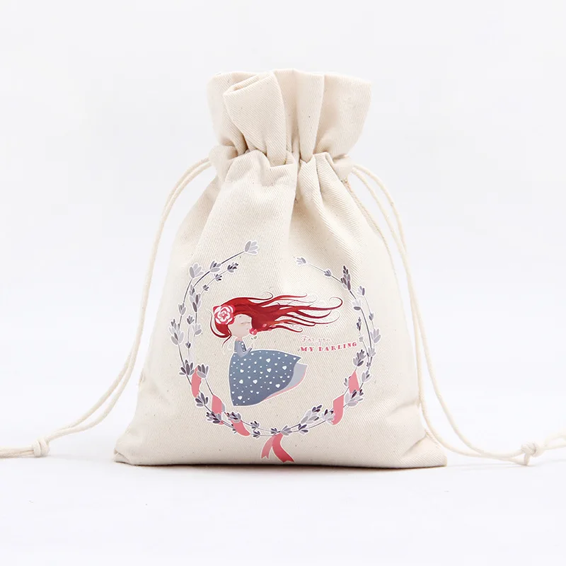 Рождество печати портативный Drawstring сумка обувь для девочек сумки для женщин хлопок дорожная сумка-мешок для хранения одежда Высокое
