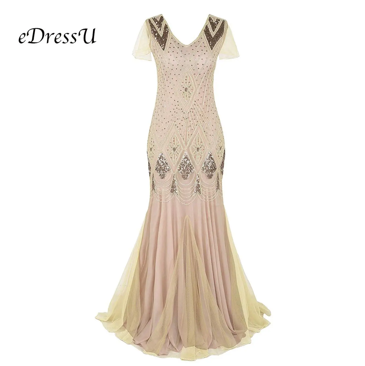 

2019 Beige Cocktail Black Tie Formal Dress 1950s Vintage Beading Party Dress Sequins Sexy Glitter Robe de soiree Vestido ZY-GA81