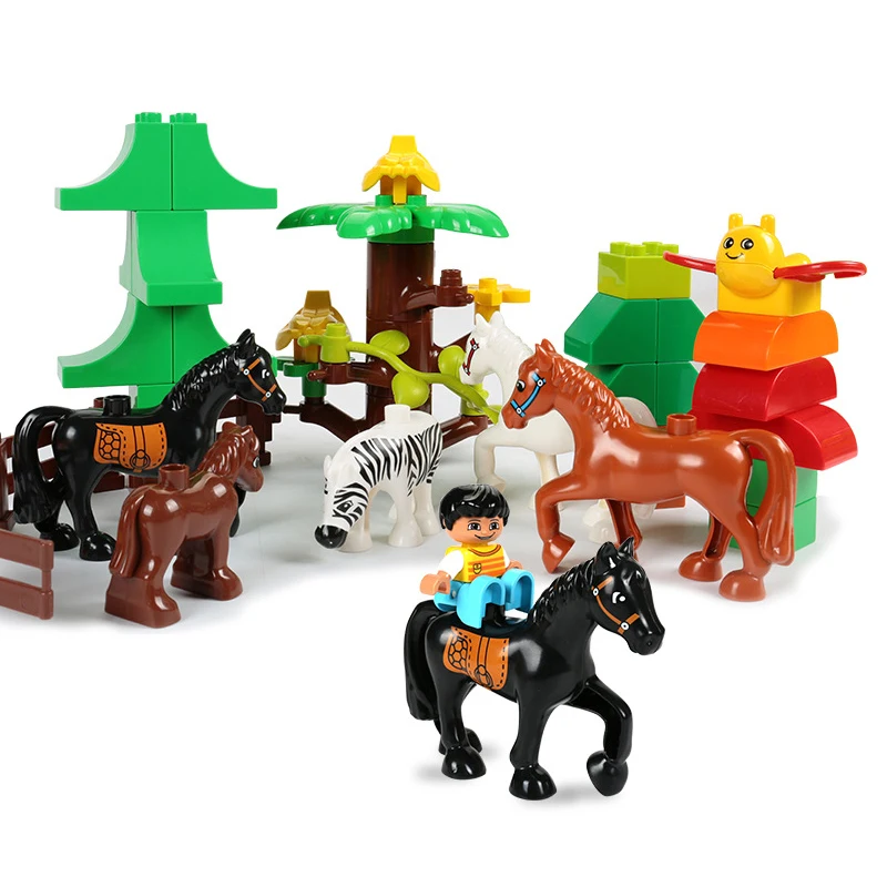 Animal Model Figures Big Building Block Sets Elephant Monkey Dinosaur Horse Kids educational Toys Compatible LegoING For Children Christmas Gifts  (7)