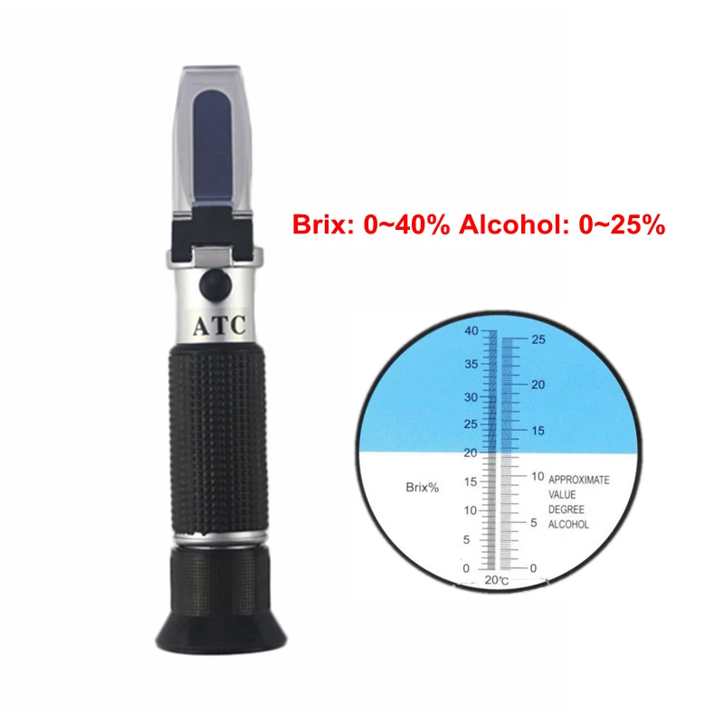 Digital Refractometer Brix Sugar 0 40 Alcohol Wine Beer 0 25 ATC