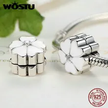100% de Plata de ley 925 Blanco Primavera Clip Granos Del Encanto Fit Pandora Original Pulsera de Auténtico Lujo de La Joyería