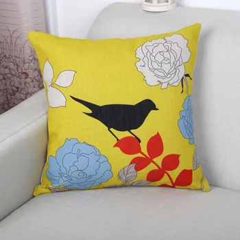 

Original pastoral plants birds home cushion hold throw pillow colors office car home decorative pillow neck roll flax 45*45cm