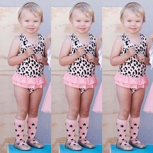 От 2 до 6 лет милый ребенок Девочки Малыш Дети Леопард печатный купальники с оборками цельный купальник бикини набор танкини для купания US Surf Sea