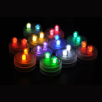 

Free Shipping 10pcs/lot Button Battery Operated Double Din Submersible Led Lights for Wedding Centerpieces As Paty Supplies lamp