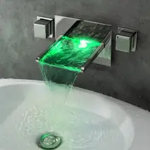 Современный светодиодный настенный водопад для ванной комнаты, квадратный кран для раковины