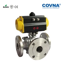 ANSI 1/2 дюймов пневматический фланец два способа шаровой клапан Весна возврат из нержавеющей стали 304 PTFE сиденье 150LB T порт L порт