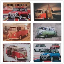 MINI Cooper Железный винтажный автомобильный металлический оловянный плакат Plauqe настенный светильник для украшения дома