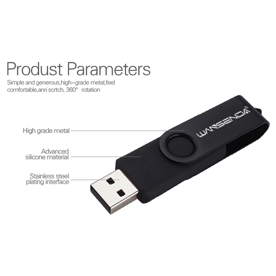 Флэш накопитель wansenda Flash Drive Вращающаяся ручка диск 8 ГБ 16 32 64 Гб 128 256 Флешка