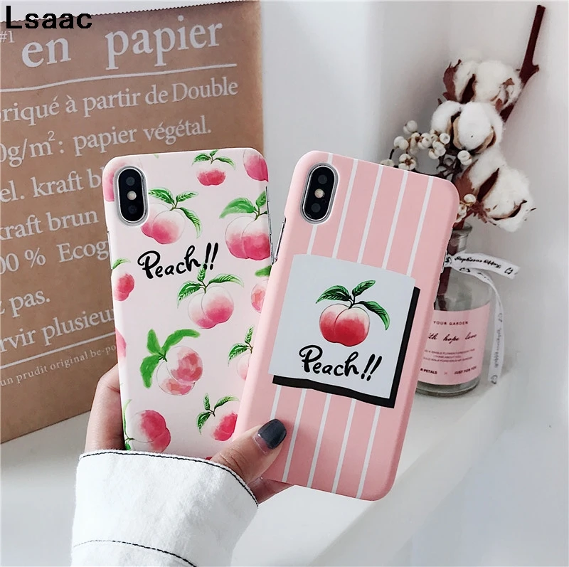 

Cartoon Delicious Fruit Case For iphone 6 6S 7 8 plus X XR XS MAX 5 5S SE Cute Juicy Peach Hard PC Phone Cases Back Cover Coque