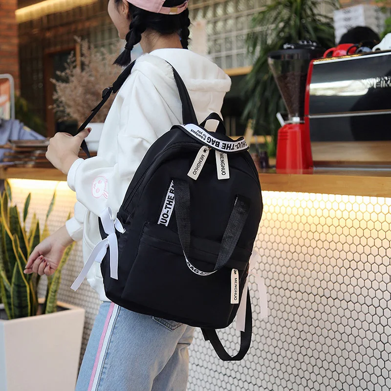Menghuo Large Capacity Backpack Women Preppy School Bags For Teenagers Female Nylon Travel Bags Girls Bowknot Backpack Mochilas (22)