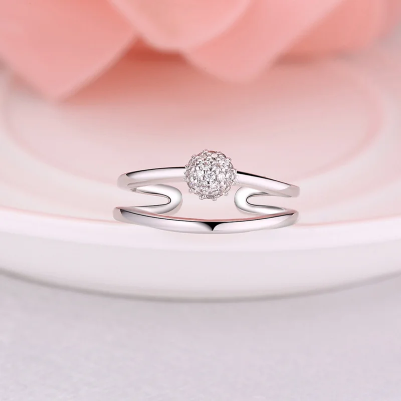 Ayowei, простой дизайн, обручальное кольцо для женщин, серебряное, штампованное, 925 белый кристалл, модное ювелирное изделие JR2160A