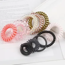 Mulheres e meninas acessórios para o cabelo fio telefone elástico hairband faixa de borracha bandana corda forma espiral laços de cabelo goma scrunchies