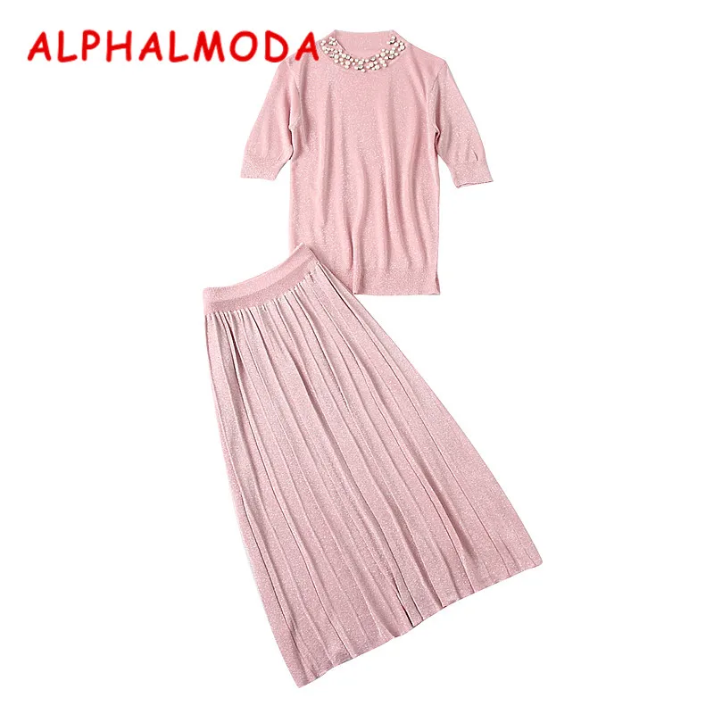 ALPHALMODA 2018 летние женские новые трикотажные с коротким рукавом джемпер