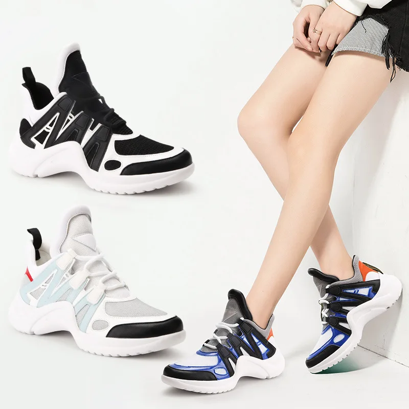 

Small white shoes ins super fire shoes fashion mesh old shoes 2018 autumn thick women's shoes casual